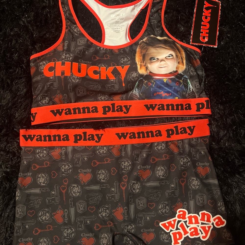 Universal Chucky Themed Bra - Black and Red underwear